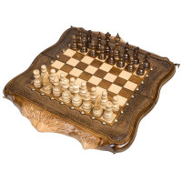 Шахматы + Нарды резные Арарат с бронзой 40 Ohanyan
