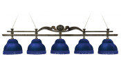 Лампа Лео II 5пл. клен (Авт. № 2,бархат синий,бахрома синяя,фурнитура золото)